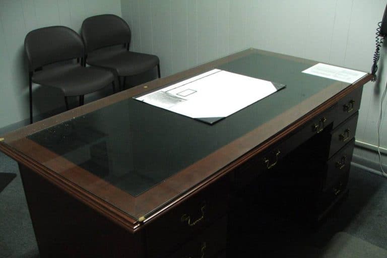 Empty office desk and chairs